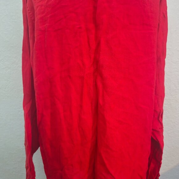 Ralph Lauren Women's Red Button Up Linen Polo Large - Picture 3 of 3